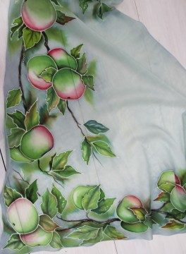 косынка Румяные яблочки 110х110х140 см шерсть батик5